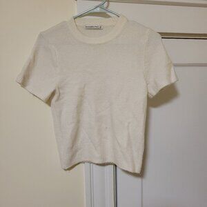 Cream Crewneck Shortsleeve Sweater-NWOT XS